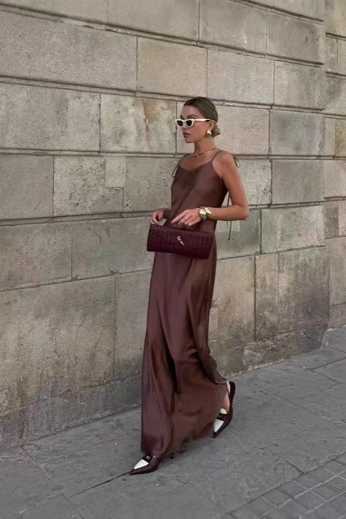 Satin Cami Backless Silk Dress Secondary image