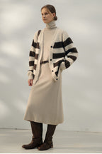 Textured Stripe V-Neck Knit Top