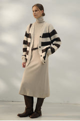 Textured Stripe V-Neck Knit Top