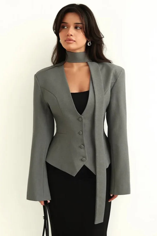 Scarf Collar Commuter Blazer Main image
