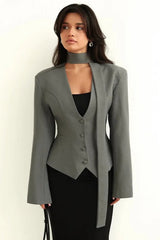 Scarf Collar Commuter Blazer