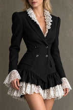 Lace Trim Tailored Blazer Mini Dress