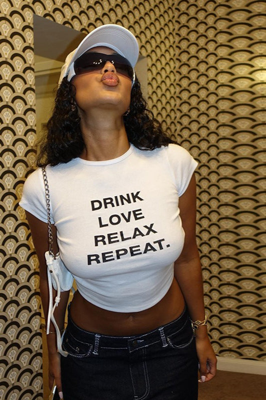 Cropped Letter Print Crewneck T-Shirt Main image