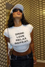 Cropped Letter Print Crewneck T-Shirt