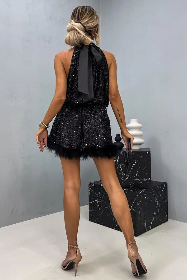 Sequin Halter Tie Sleeveless Chic Cocktail Dress Secondary image