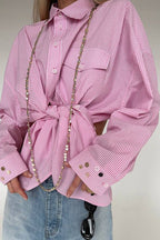 Back Stripe Button Detail Blouse
