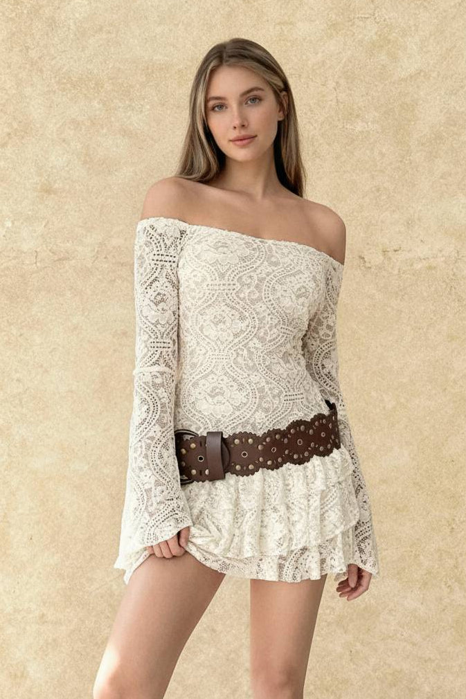 Elegant Boho Bell Sleeve Lace Dress Main image