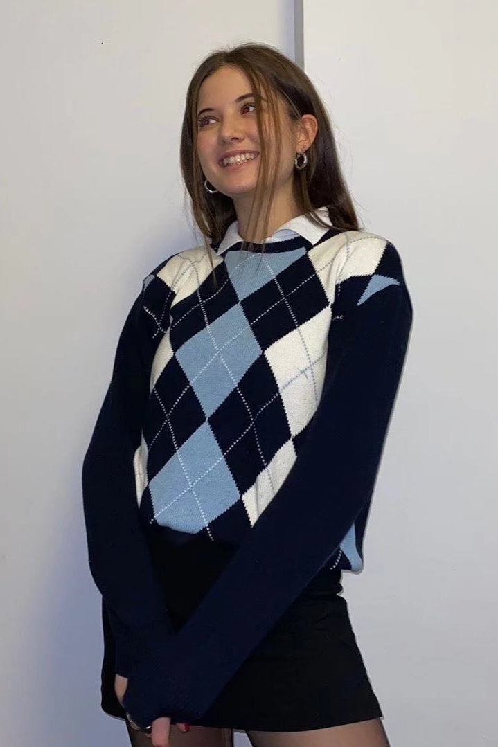 Preppy Slim Fit Knit Crop Sweater Main image