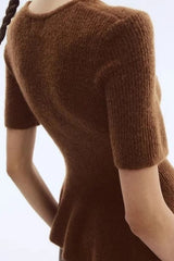 Relaxed Fit Ruffle Trim Knit Top