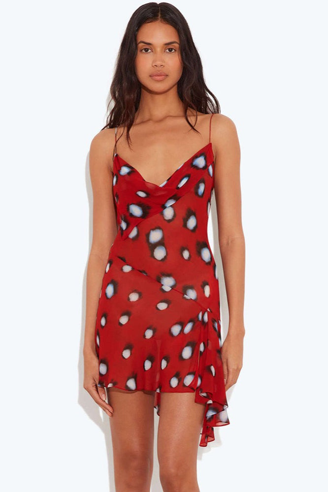 Abstract Spot Print Side Slit Mini Dress