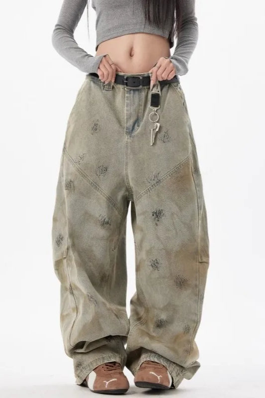 Distressed Wide Leg Loose Jeans Main image