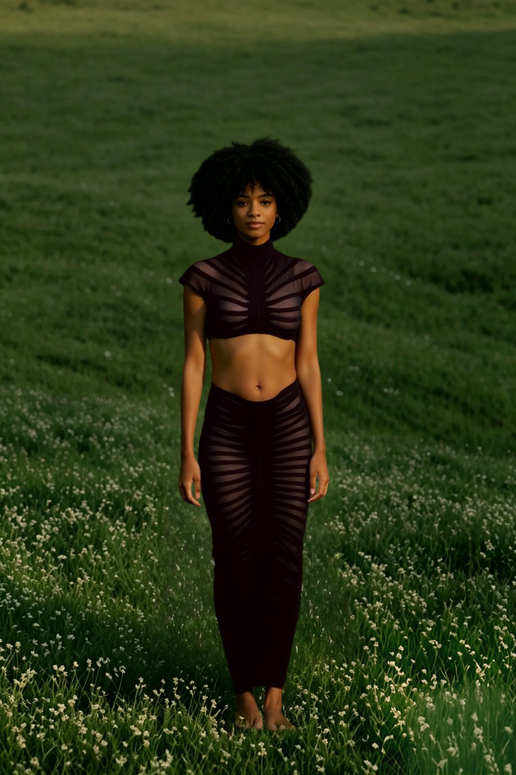 Knitted Crop Top Hollow Out Design Two Piece Shorts Set Secondary image