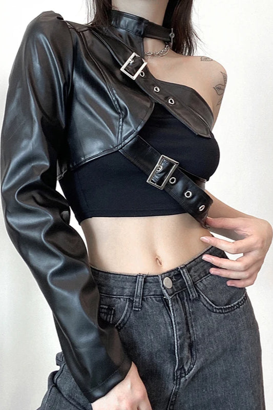 Asymmetrical Punk Crop Jacket Secondary image