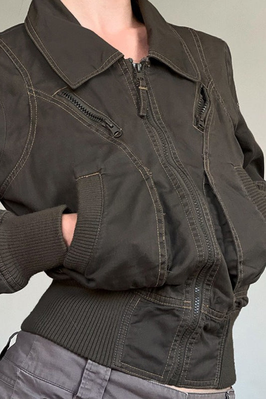 Retro Notch Collar Belted Jacket Secondary image