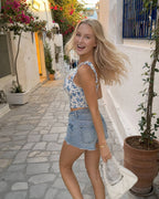 Sweet Floral Wide Strap Crop Top