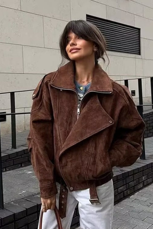 Oversized Suede Bomber Jacket Main image