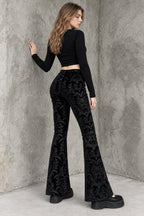 Floral Jacquard Velvet Flare Pants