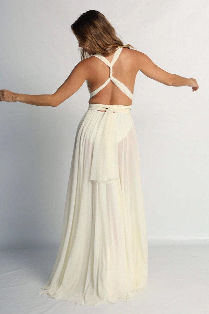 Halter Lace Up Pleated Reception Dress Secondary image