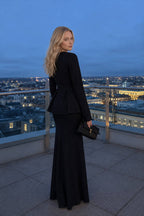 Slim Fit V Neck Blazer Two Piece Set