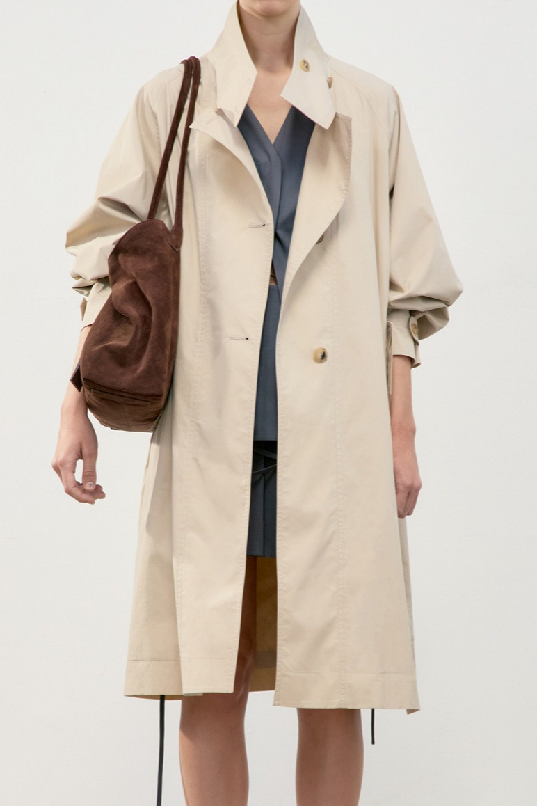 Solid Stand Collar Single Breasted Long Loose Overcoat Main image