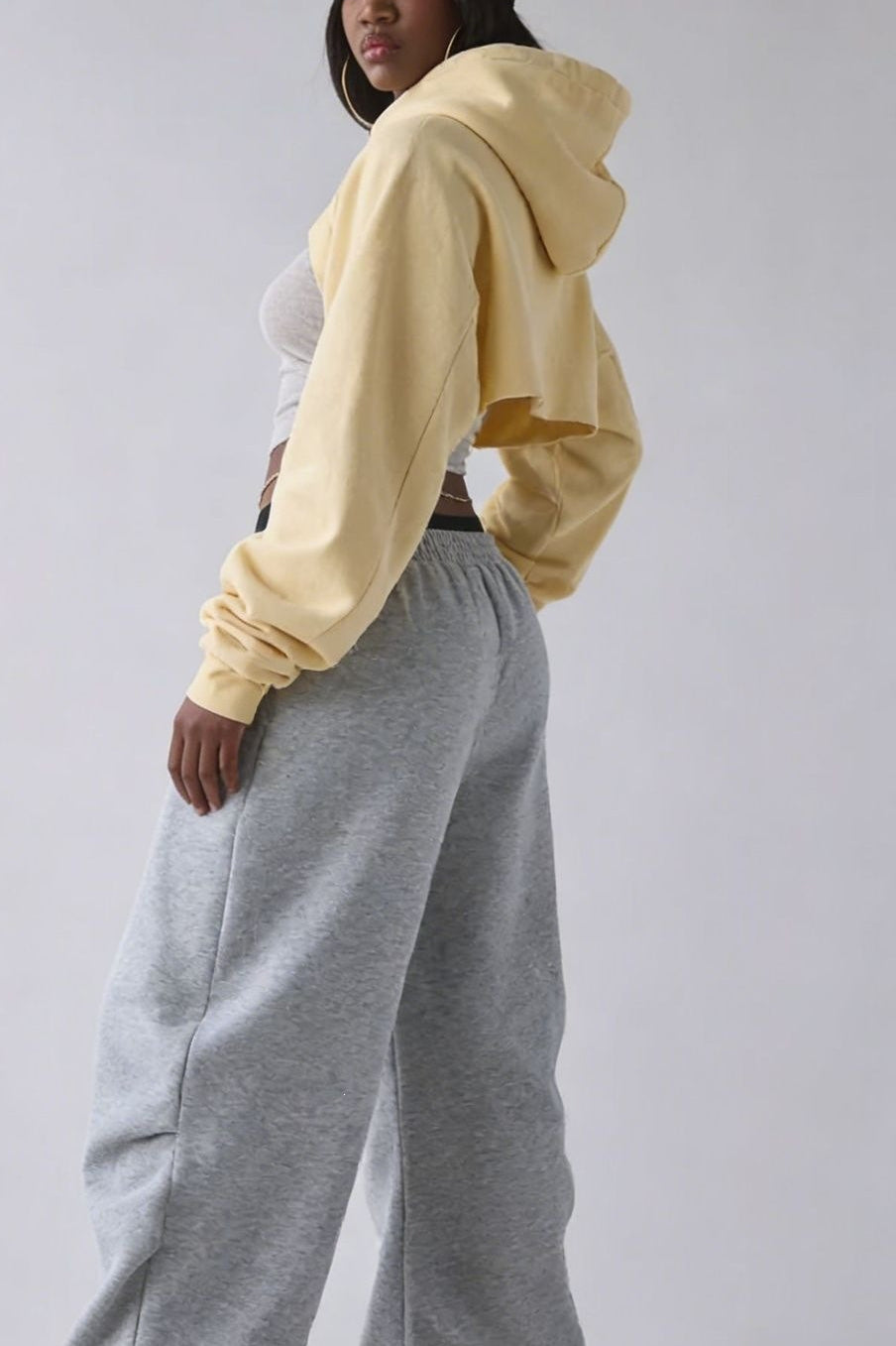 Cutout Tie Ultra Cropped Pullover Hoodie