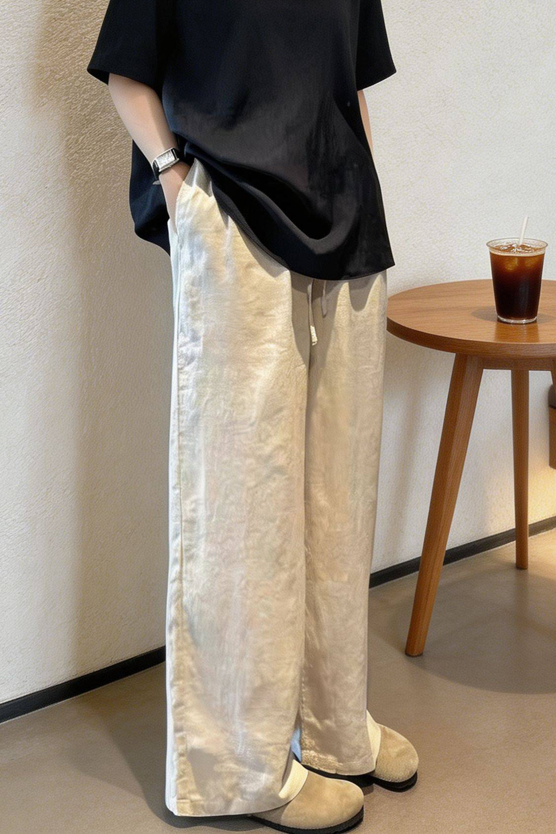 Breezy Linen Blend Straight Leg Casual Pants Main image