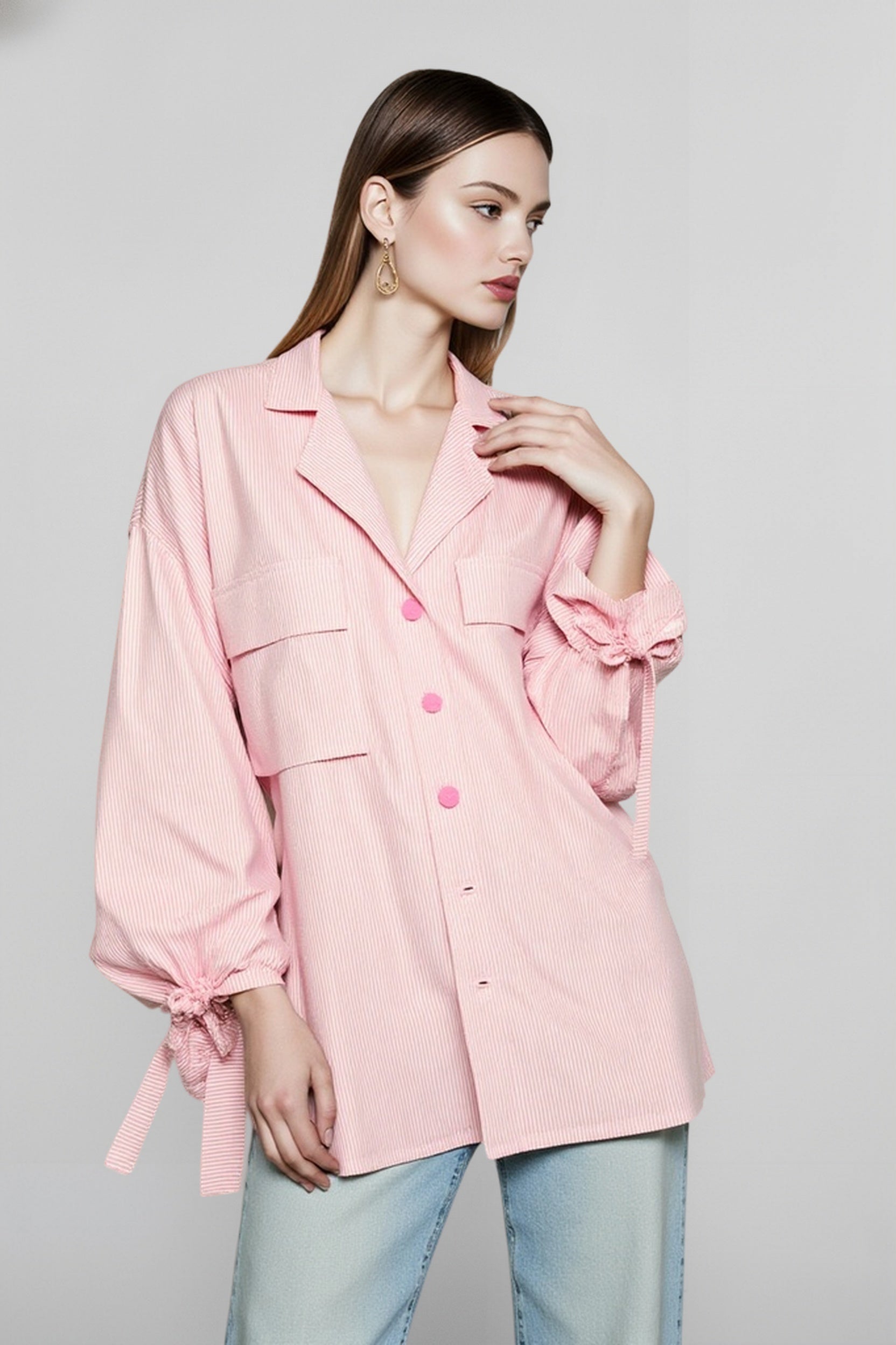 Versatile Striped Flare Blouse Secondary image