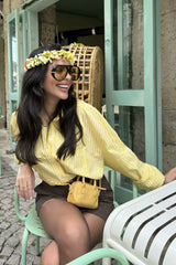 Fashion Stripe Collared Blouse