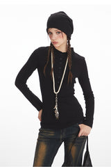 Structured Shoulder Slim Knit Top