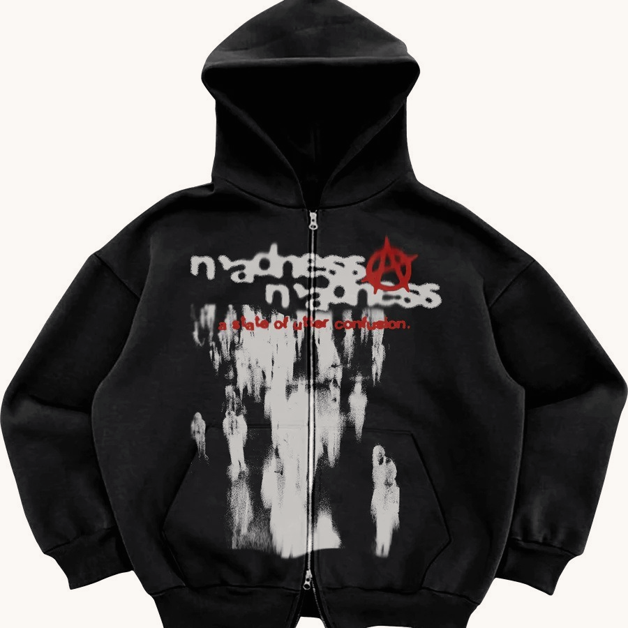 Y2K Street Zip Loose Pocket Sporty Hoodie Main image