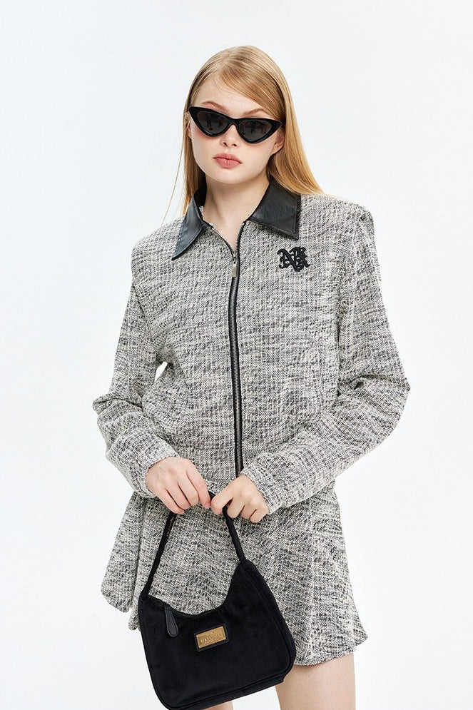 Loose Collared Jacket Pleated A Line Skirt Two Piece Set Main image