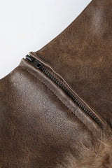 Leather Panel Faux Trim Bodycon Skirt