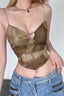 Heart Cut Out Metal Ring Sheer Cami Top