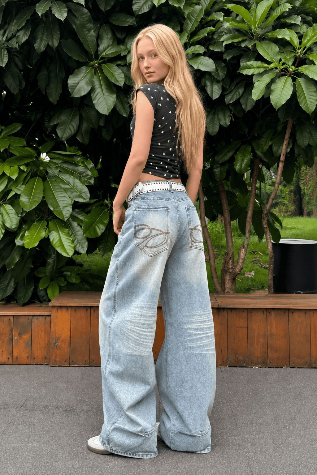 Light Blue High Waist Washed Wide Leg Jeans