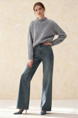 Warm Soft Waxy Round Neck Pullover Sweater