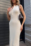 Polo-Collar Solid Knit Slim-Fit Waist-Cinched Sweater Dress