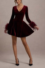 Sexy Elegant Solid Velvet Bodycon Cocktail Dress