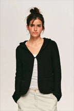Single Button Fitted Wool Cardigan Knit Top