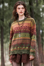 Distressed Geometric Knit Sweater