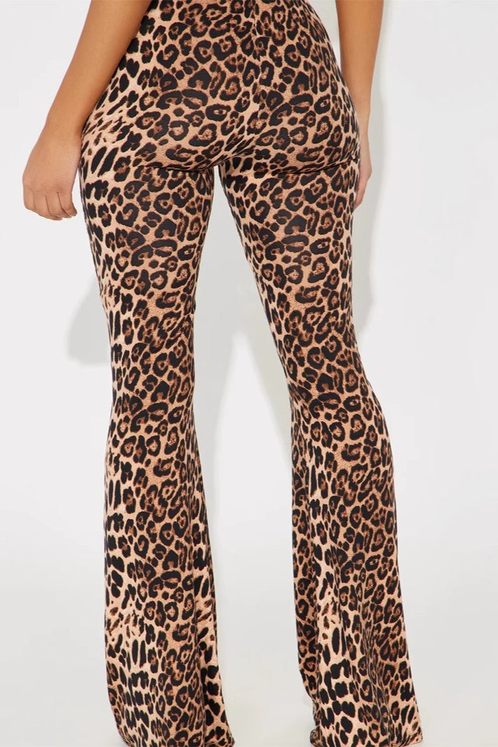 Leopard Print Lace Trim Mid Waist Slim Butt Lifting Pants Secondary image