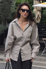 Chic Belted Button Down Blouse