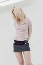 Double Breasted Collared Fitted Short Sleeve T-Shirt