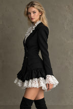 Lace Trim Tailored Blazer Mini Dress