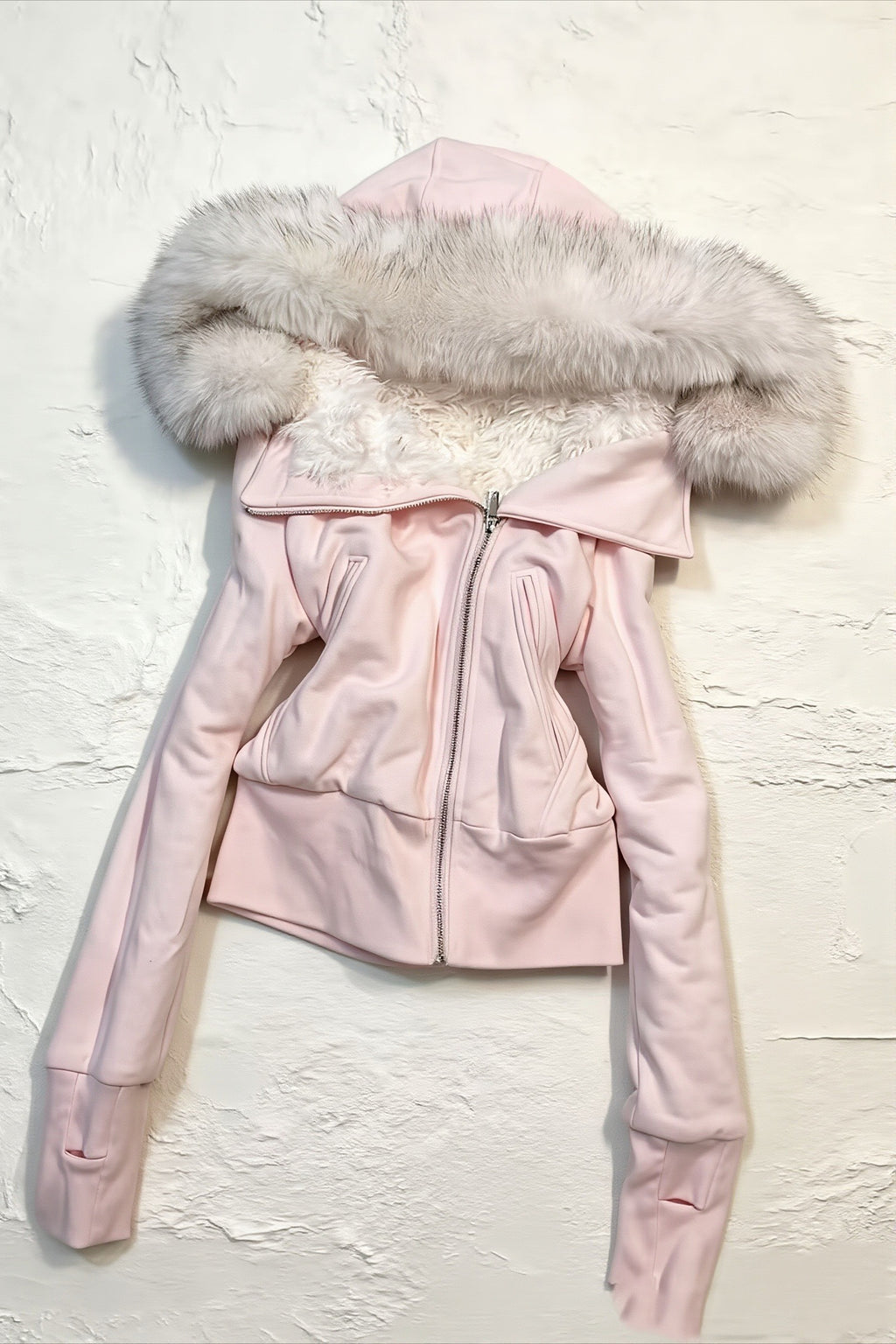 Pastel Fur Trim Corset Zip Hoodie