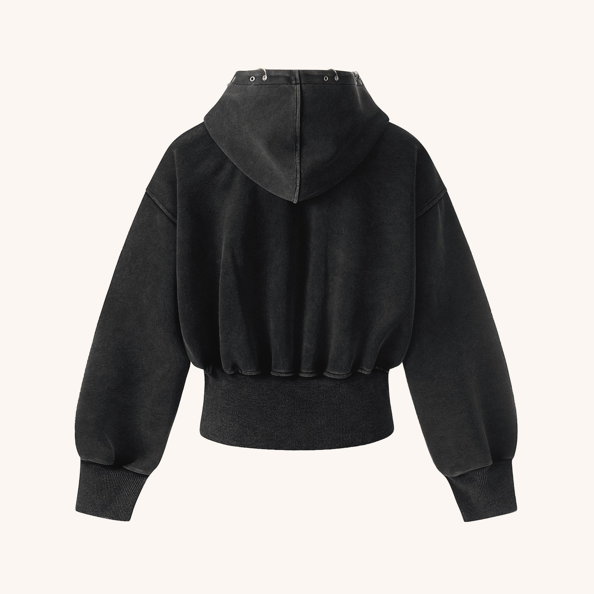 Heavy Washed Distressed Letter Print Zip Hoodie Secondary image