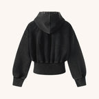 Heavy Washed Distressed Letter Print Zip Hoodie