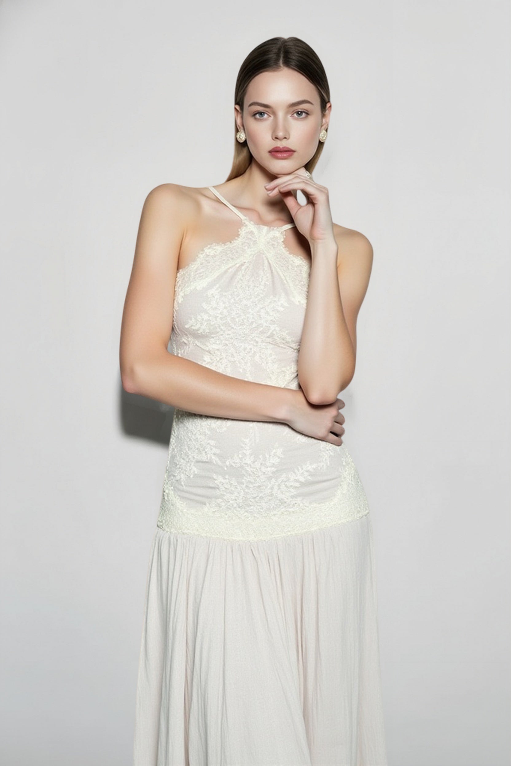 Spice Girl Lace Insert Backless Slip Prom Dress Secondary image