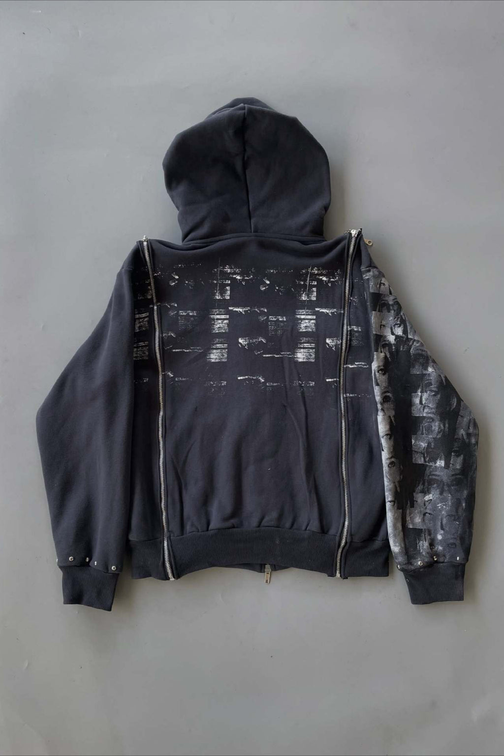 Dark Graphic Multi Zip Oversized Hoodie
