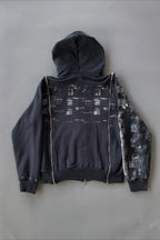 Dark Graphic Multi Zip Oversized Hoodie