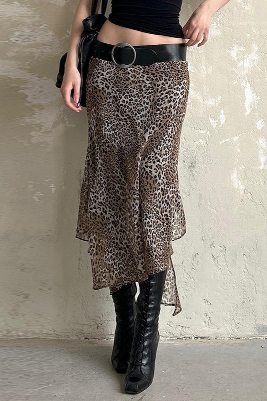 Sheer Mesh Leopard Print Pencil Skirt Main image